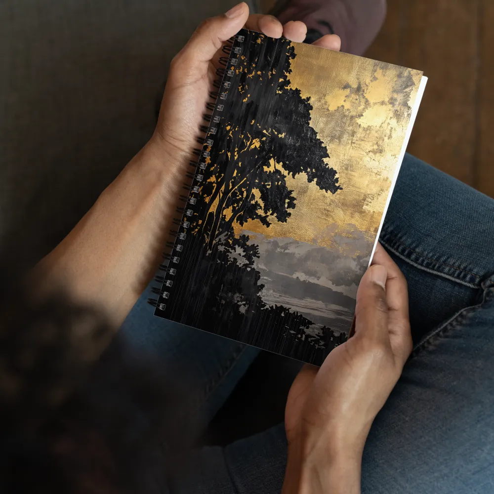 Gilded Forest Silhouette 
 Spiral Notebook | 140 pages