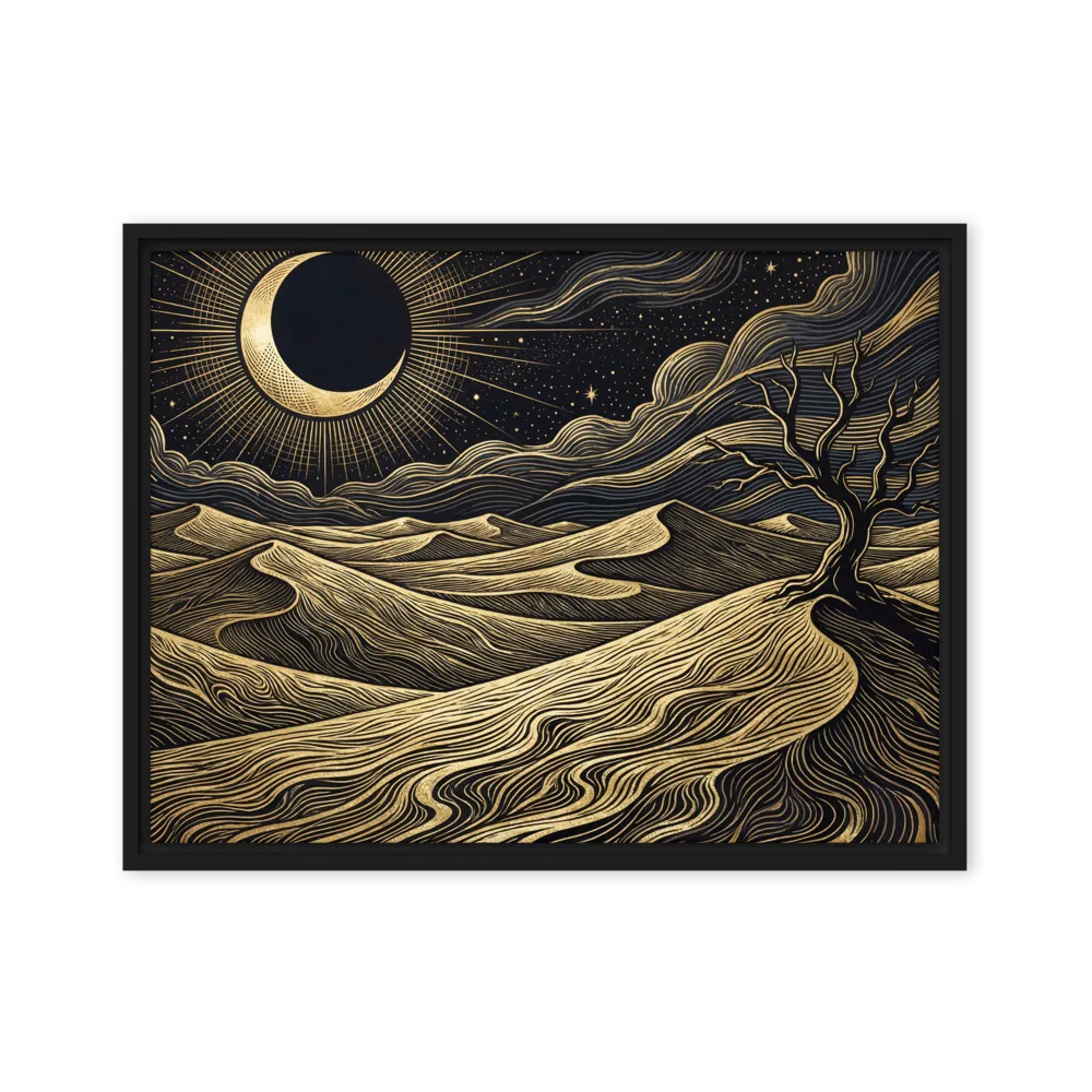 Golden Desert Engraving 
 Canvas with Brown Frame