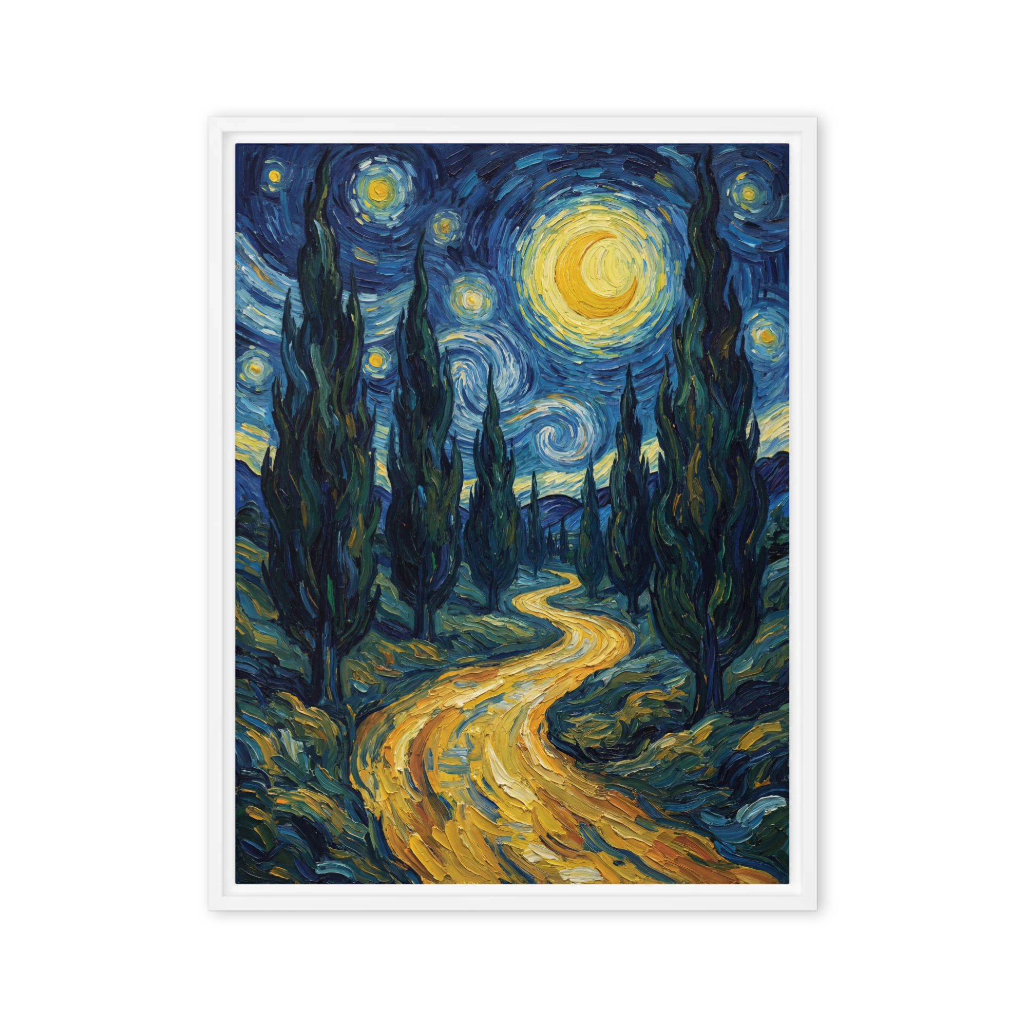 Cypress Path Under the Starry Night | Art Print