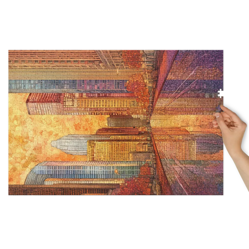 Urban Mosaic Sunset 
 Jigsaw Puzzle in Tin Box