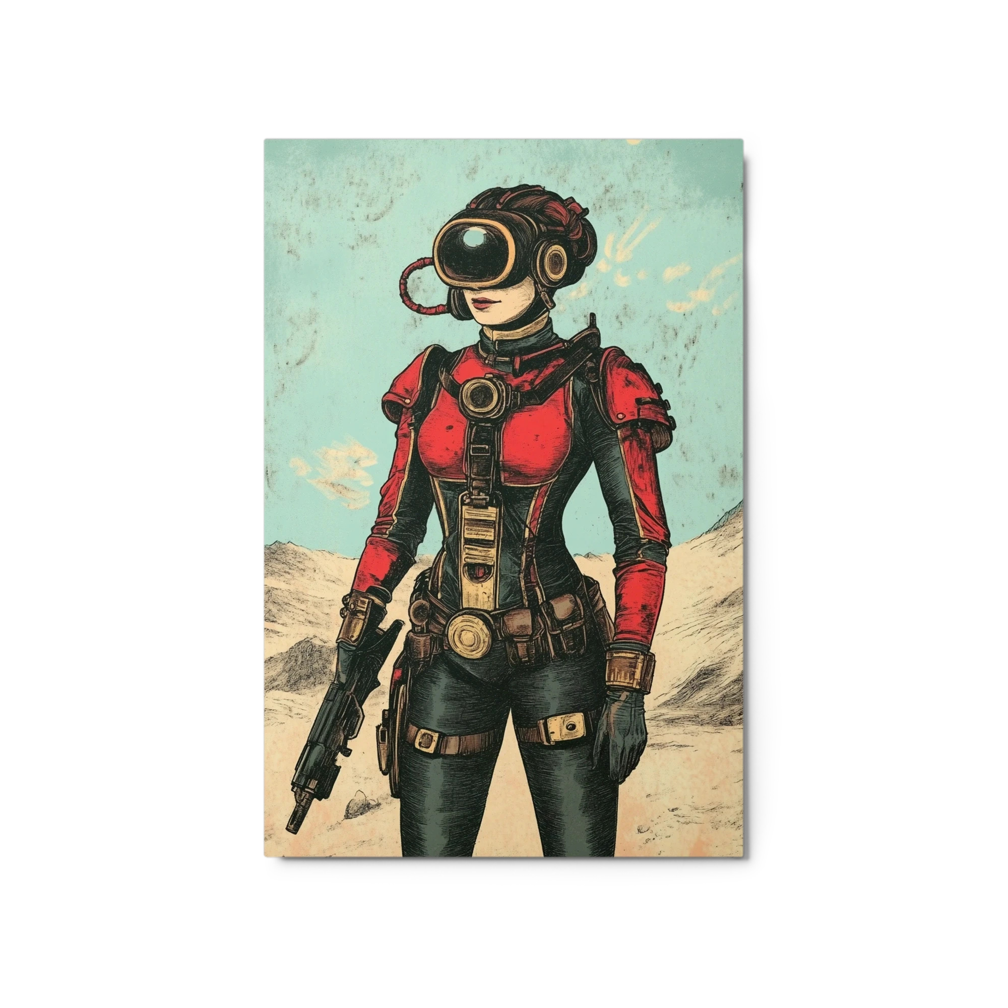 Retro-Futuristic Female Cybernetic Soldier