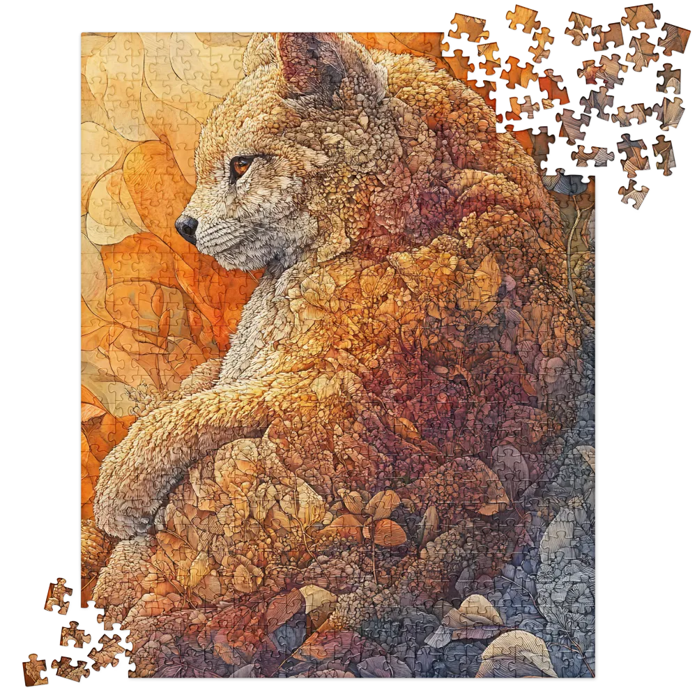 Organic Fox Mosaic 
 Jigsaw Puzzle in Tin Box