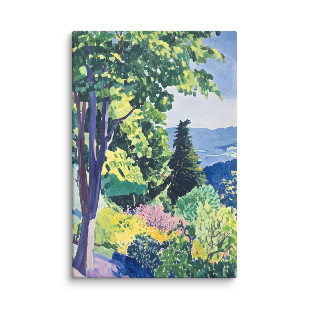 Verdant Hillside Vista 
 Canvas with White Frame
