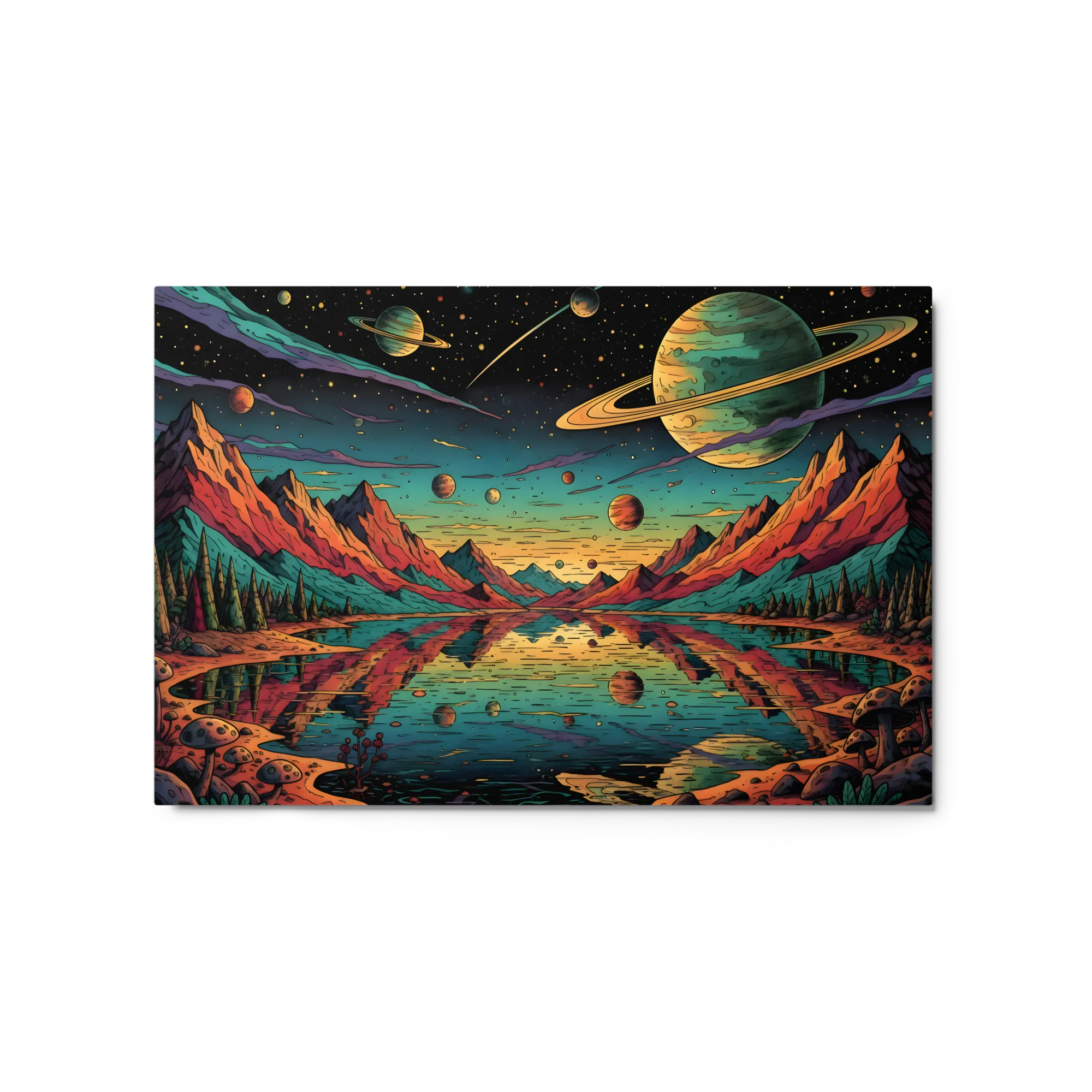 Psychedelic Planetary Vista 
 Canvas with White Frame