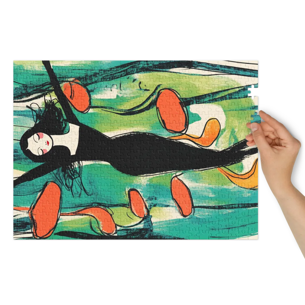 Modern Female Figure with Abstract Shapes | Jigsaw Puzzle (252/520 pieces)