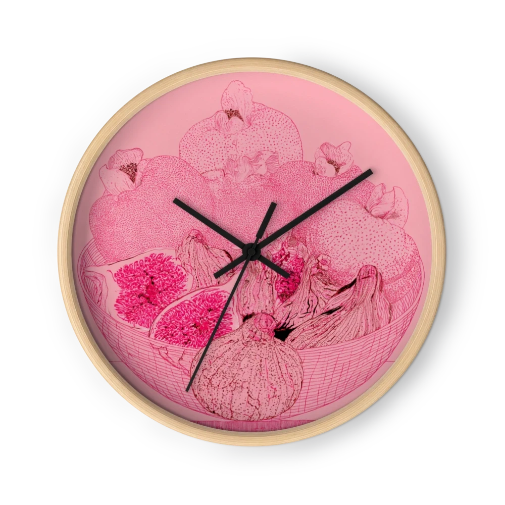 Pink Fine Line Ink Art Clocks — Honey, Figs And Pomegranates