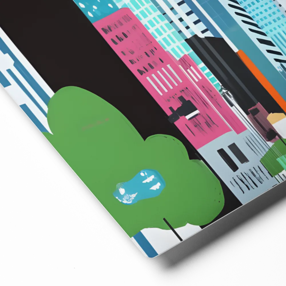 Vibrant Cityscape 
 Canvas with Black Frame