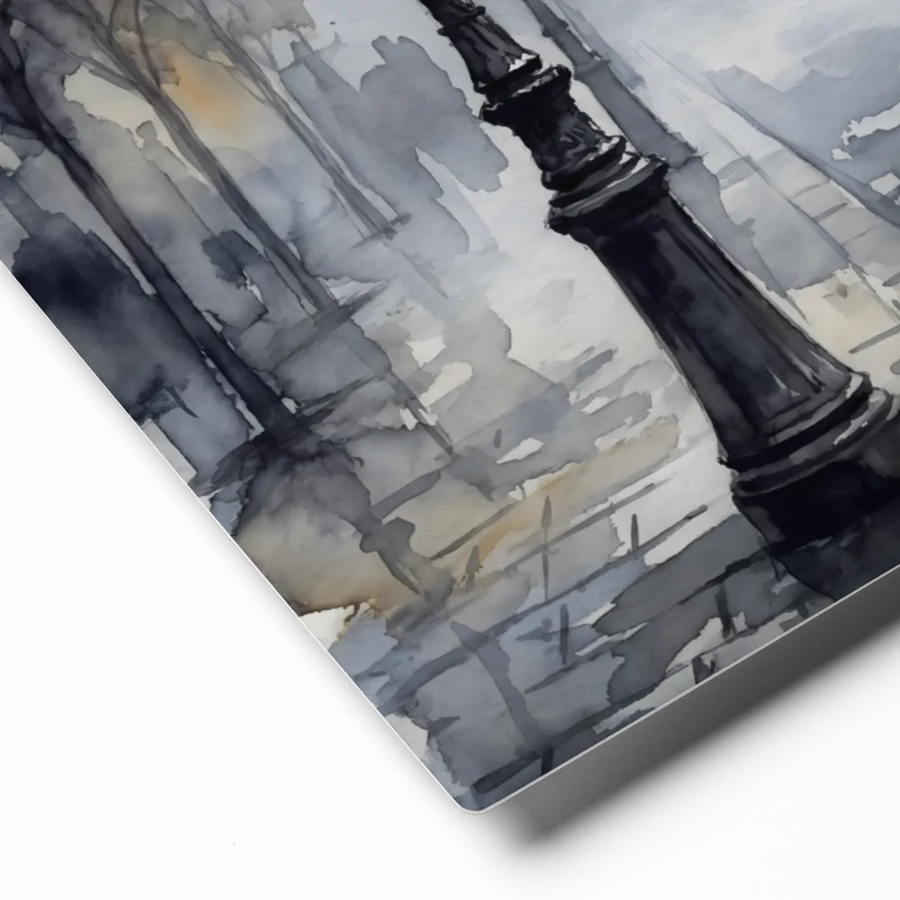 Misty Parisian Street 
 Canvas with White Frame