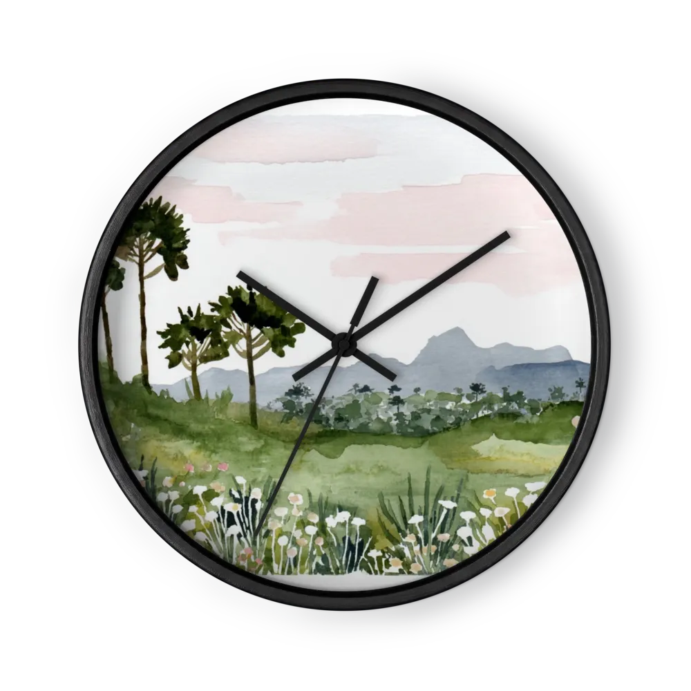 Pastoral Meadow at Dawn | Wall Clock