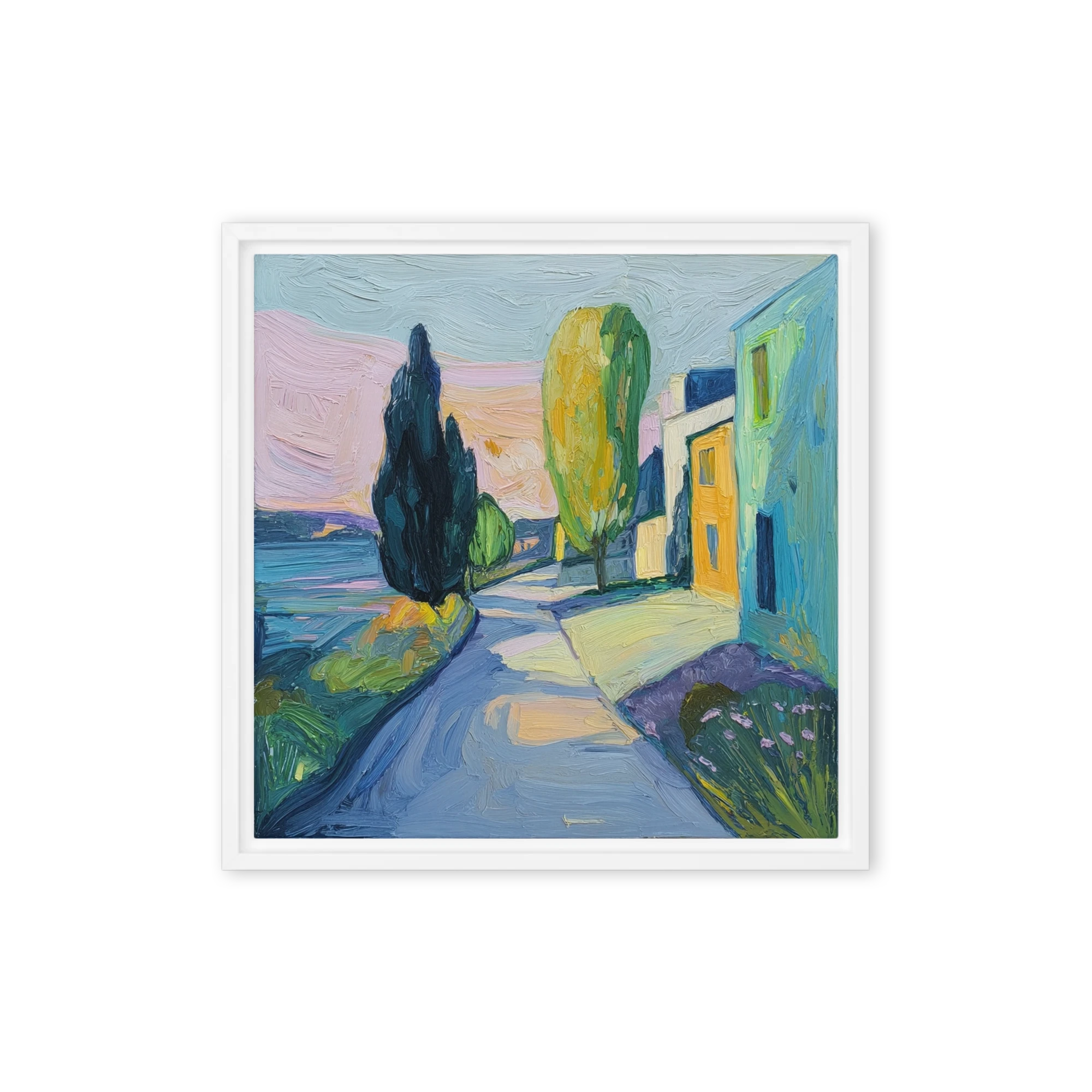 Coastal Village at Dusk