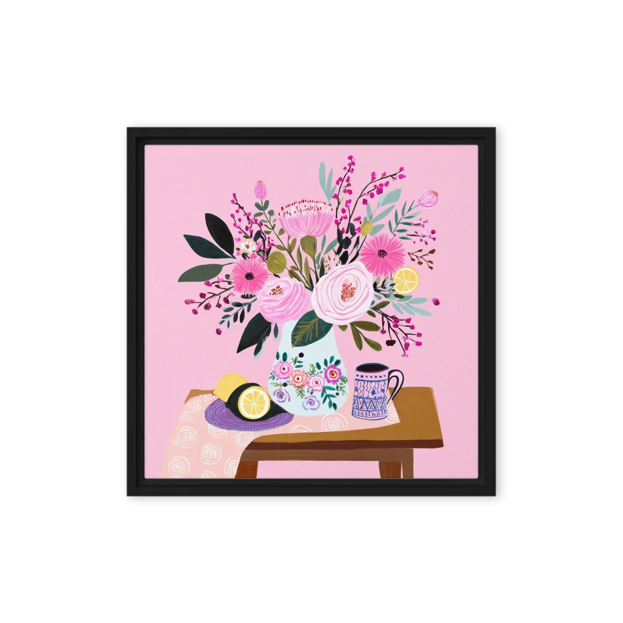 Pink Bouquet with Lemons | Art Print