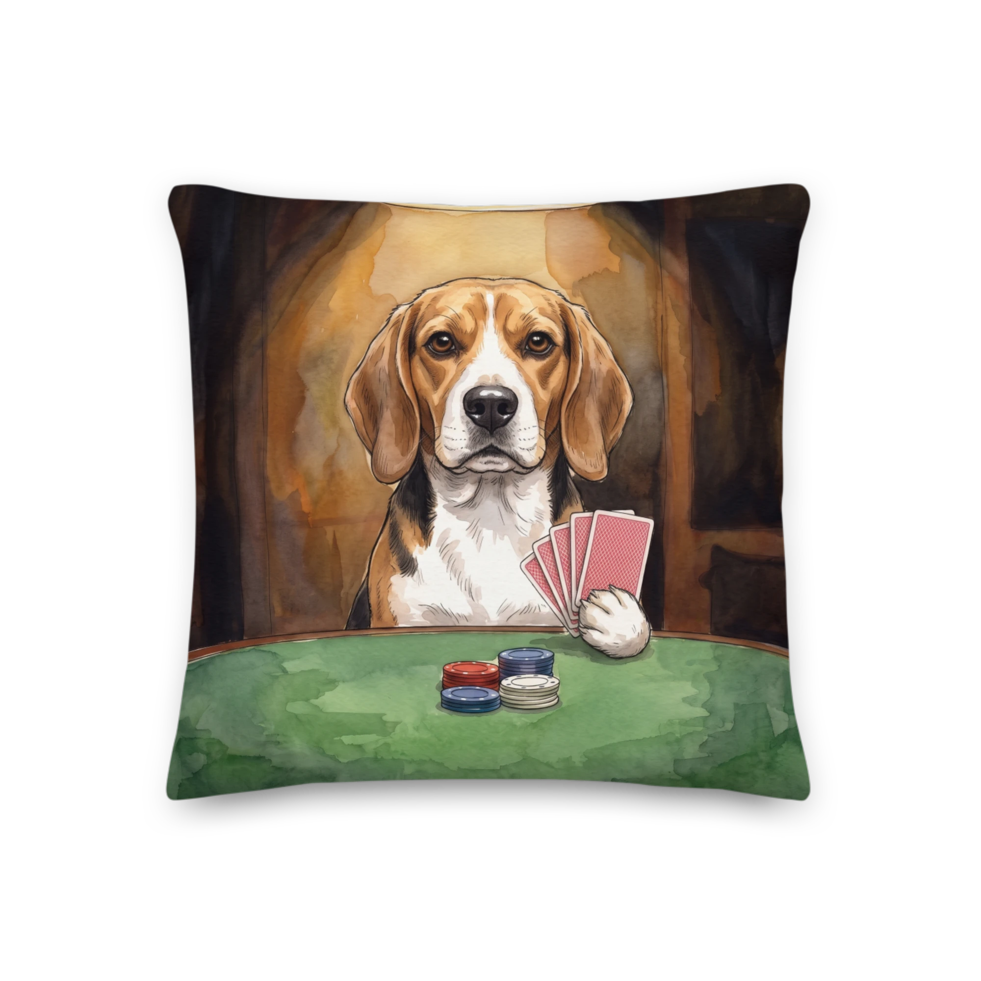 Pet Portrait Pillow — Ink & Wash — Front