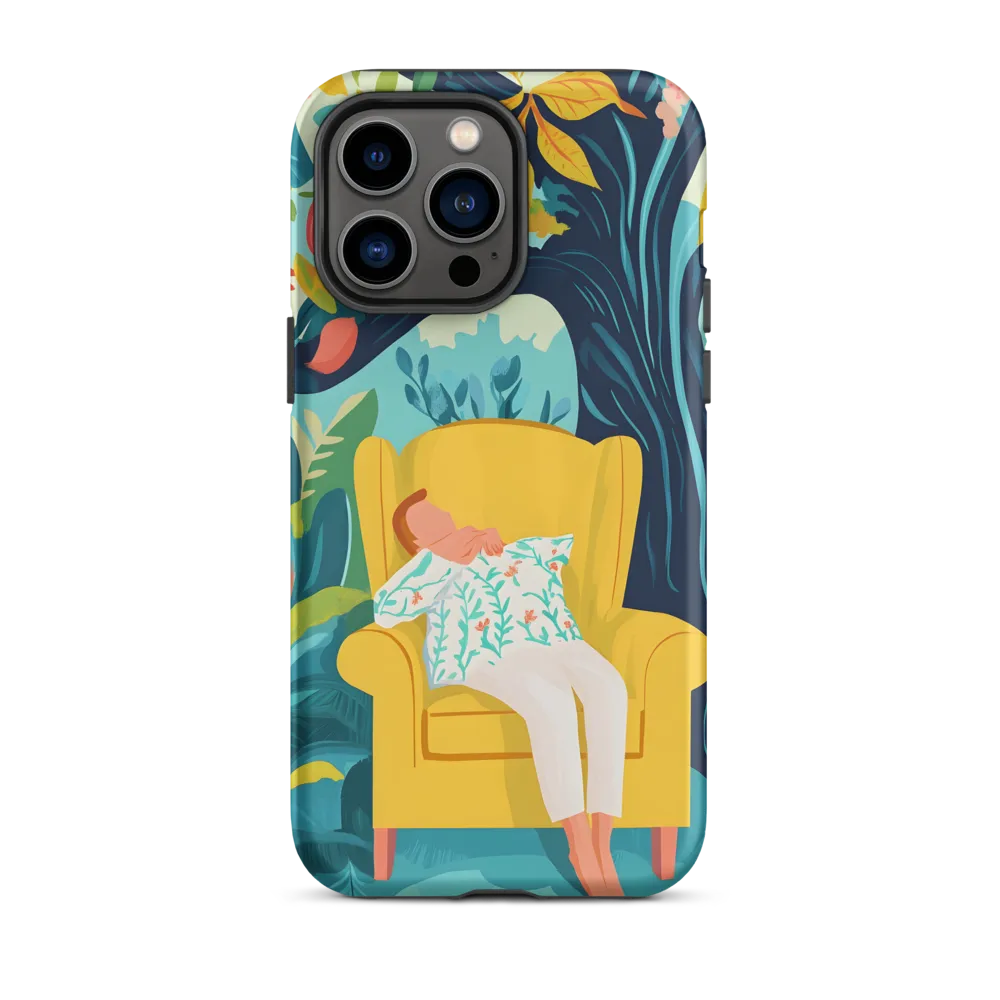 Person Relaxing in Yellow Armchair | Phone Case