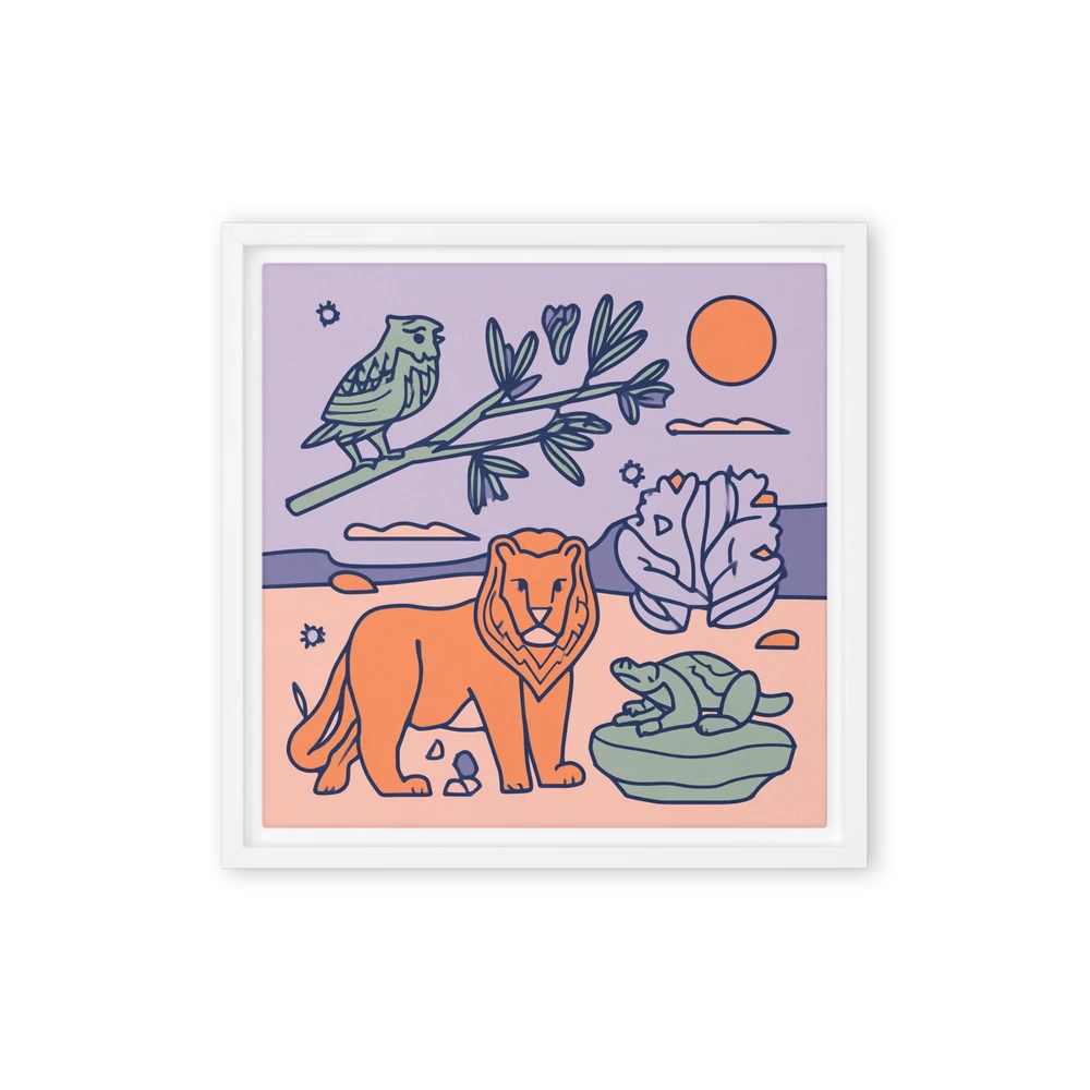 The Lion, Owl and Turtle | Art Print