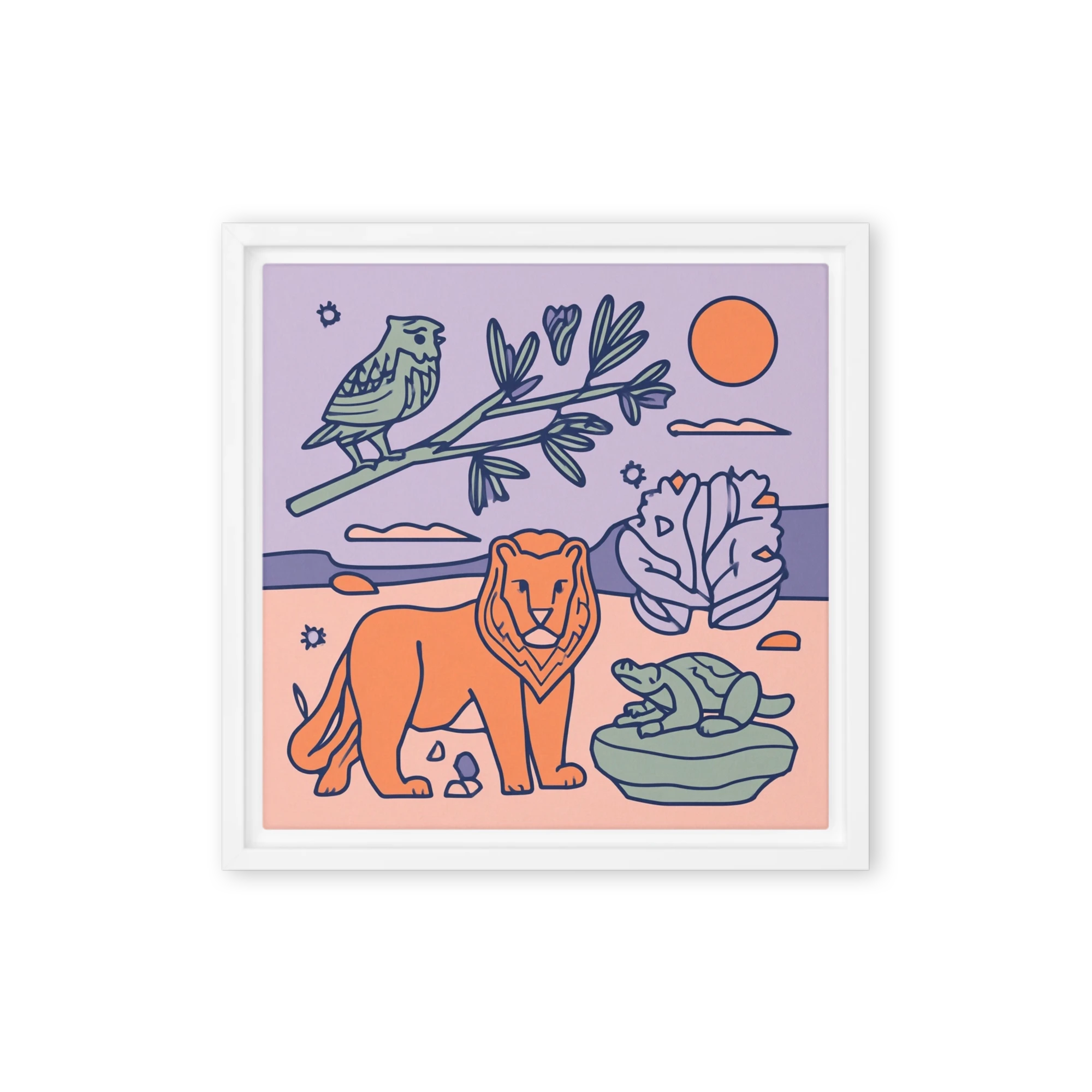 The Lion, Owl and Turtle | Art Print
