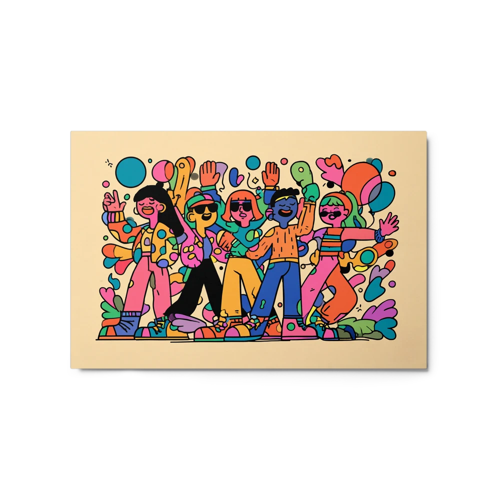 Joyful Crowd Doodle Art | Art Print