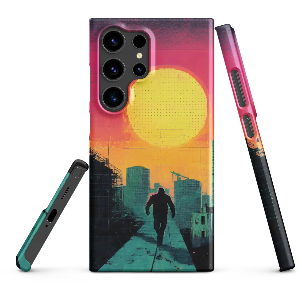 Silhouette Walking in Sunset Cityscape | Phone Case