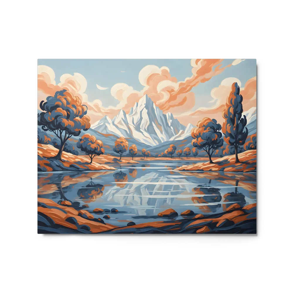 Reflective Peak 
 Canvas with Brown Frame