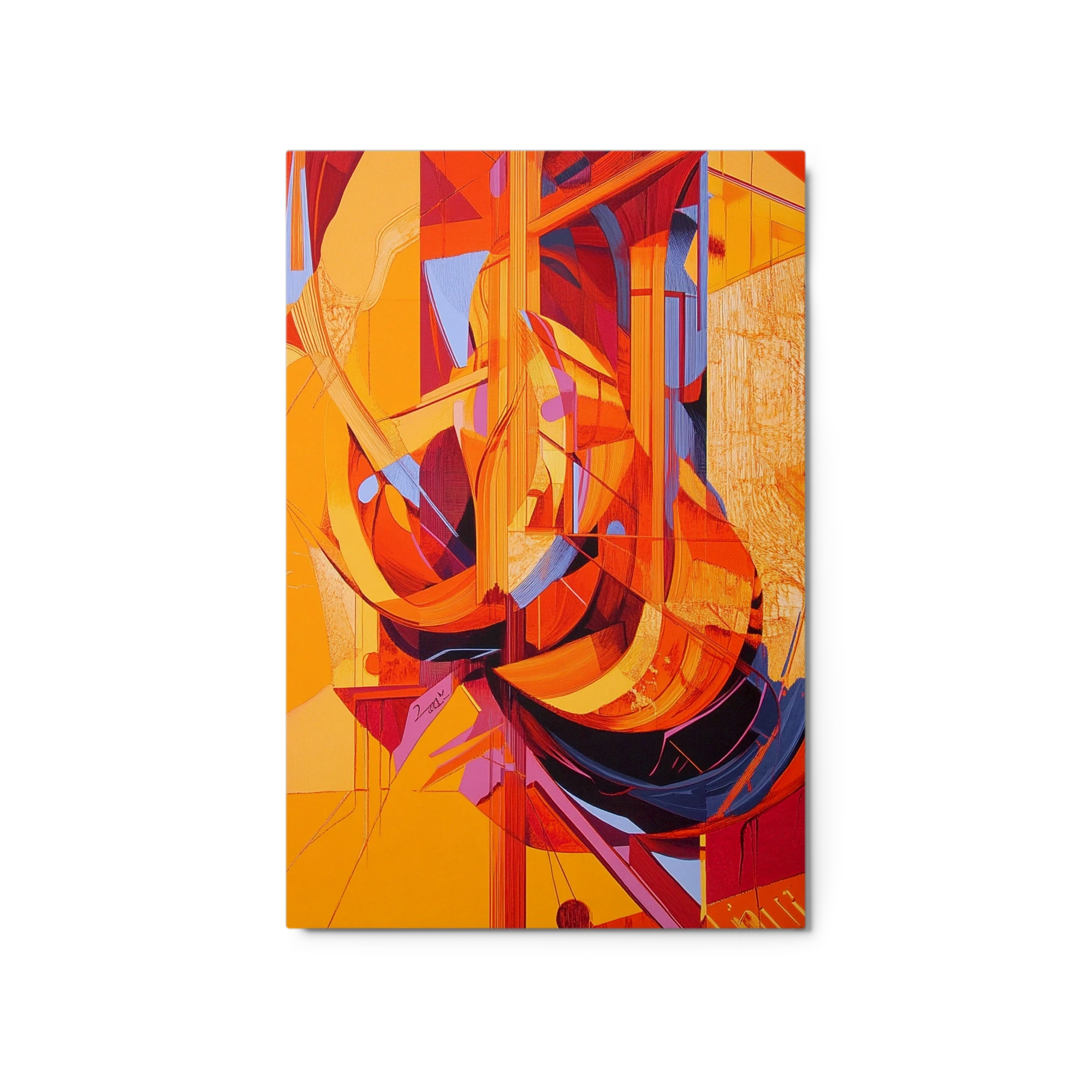 Abstract Geometric Composition in Orange and Red