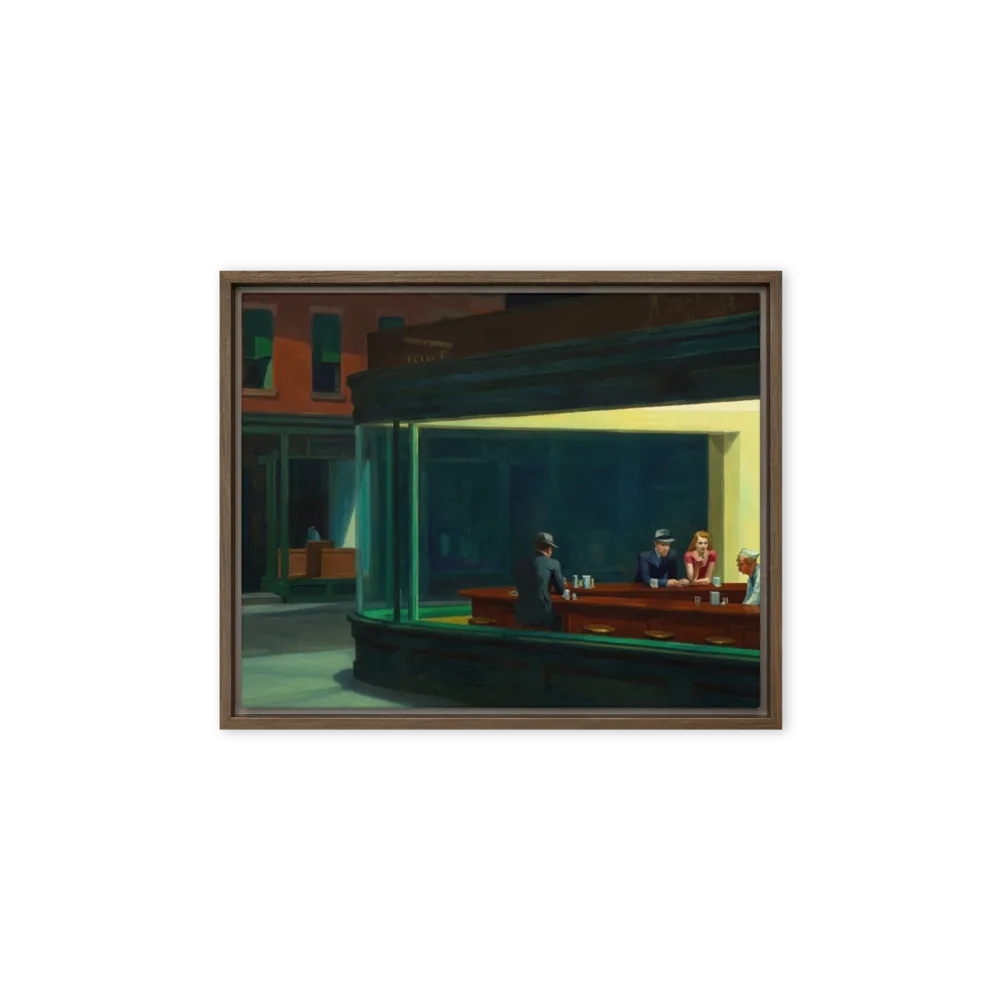 Nighthawks Diner 
 Poster with Red oak Frame | 12″x 16″