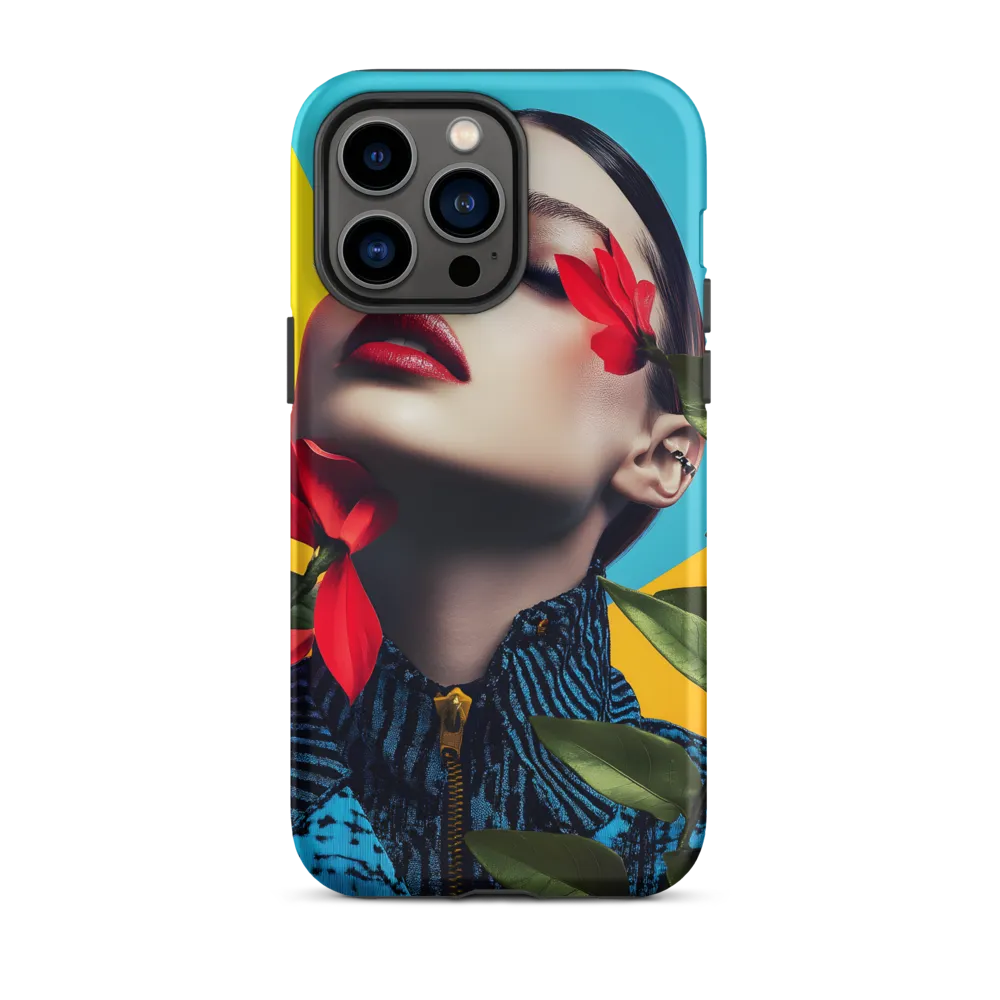 Bold Makeup Portrait with Flowers | Phone Case