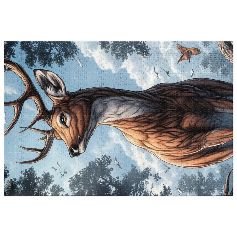Ilustração de Cervo na Floresta 
 Puzzle em caixa de metal