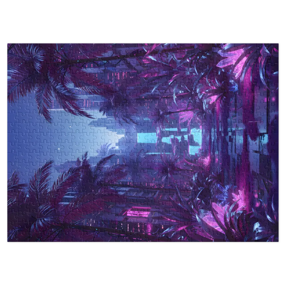 Neon Oasis Cascade | Jigsaw Puzzles