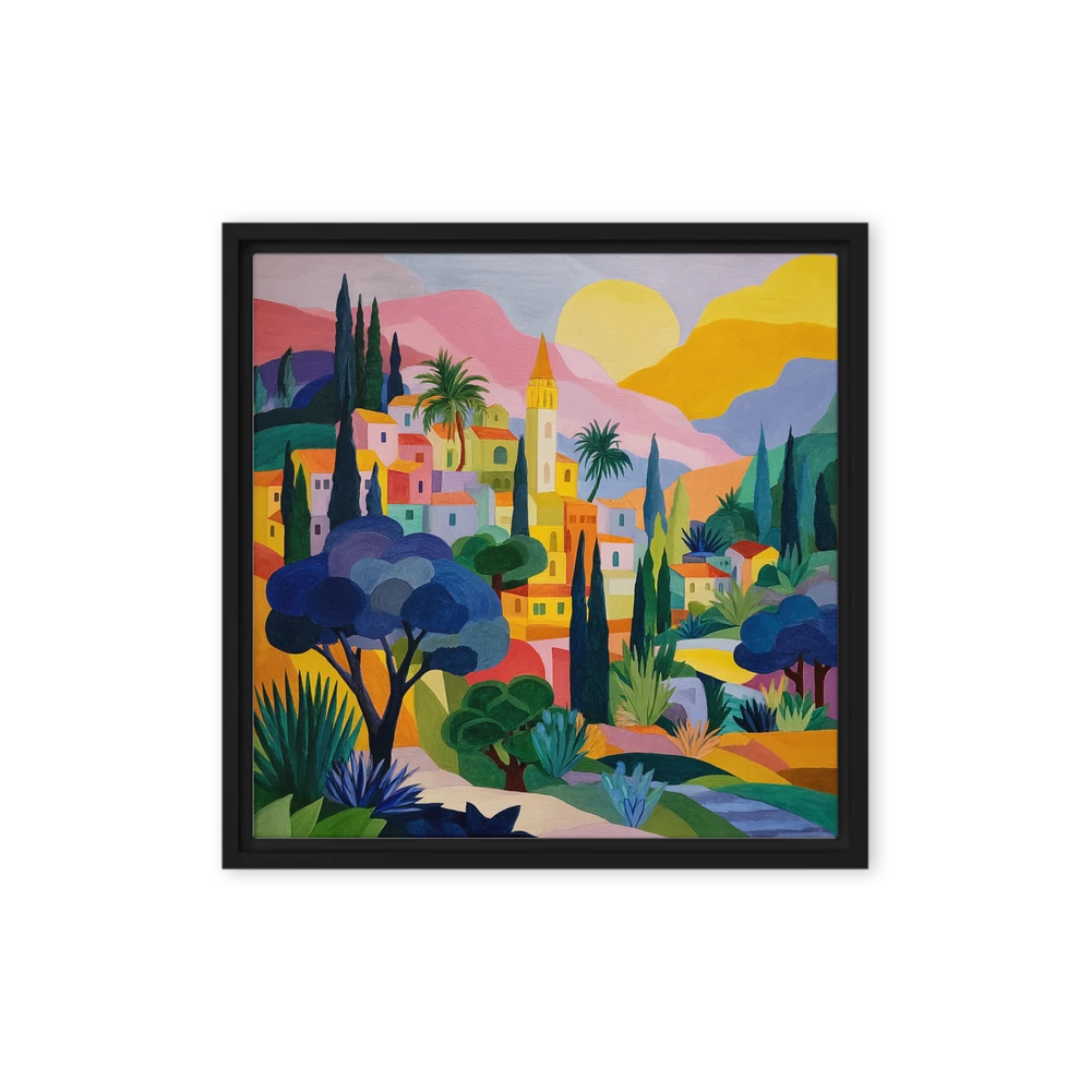 Mediterranean Cubist Village | Art Print