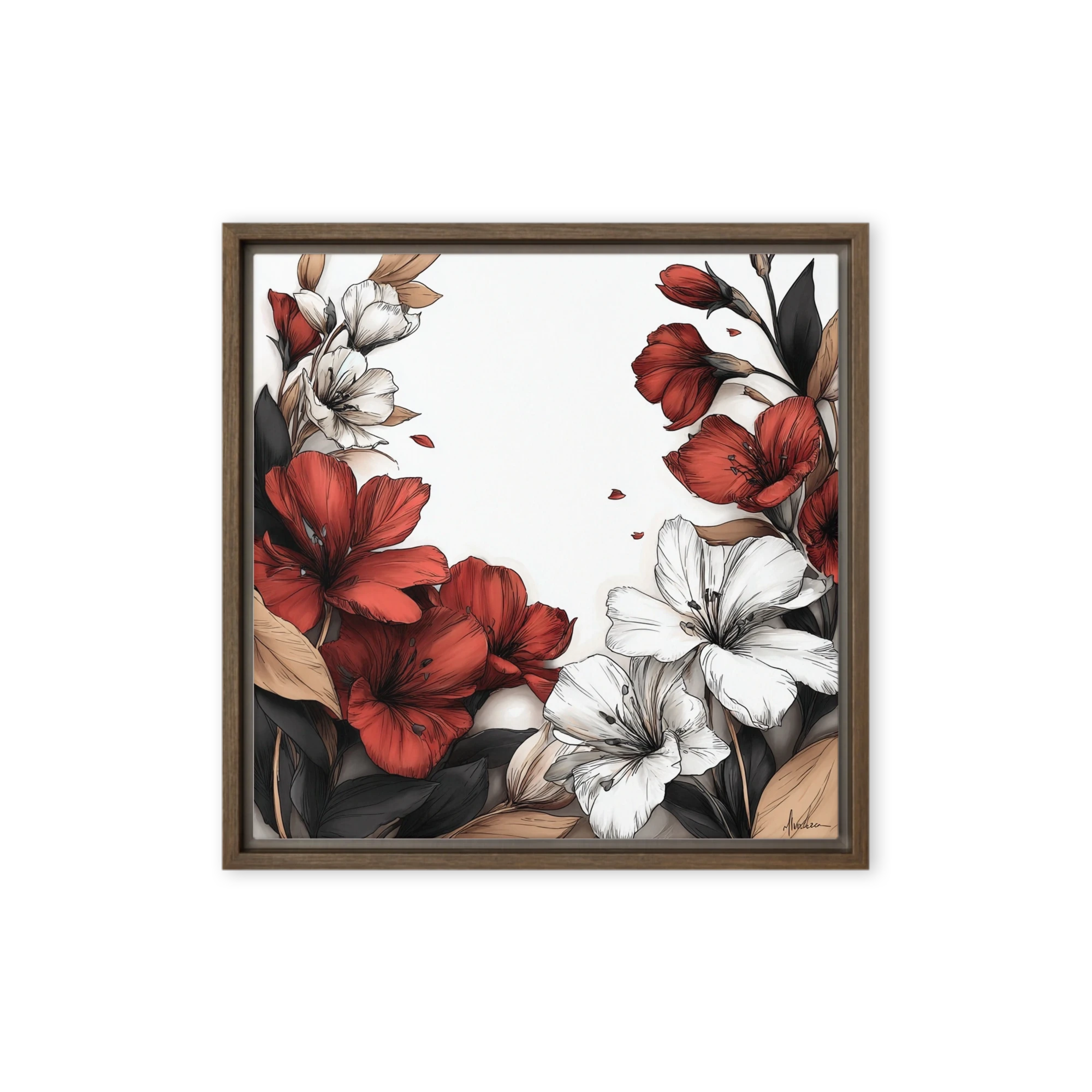 Crimson and Ivory Lily Frame