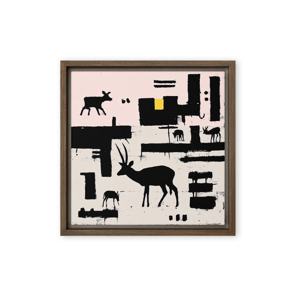 Gazelles and Abstract Blocks | Art Print