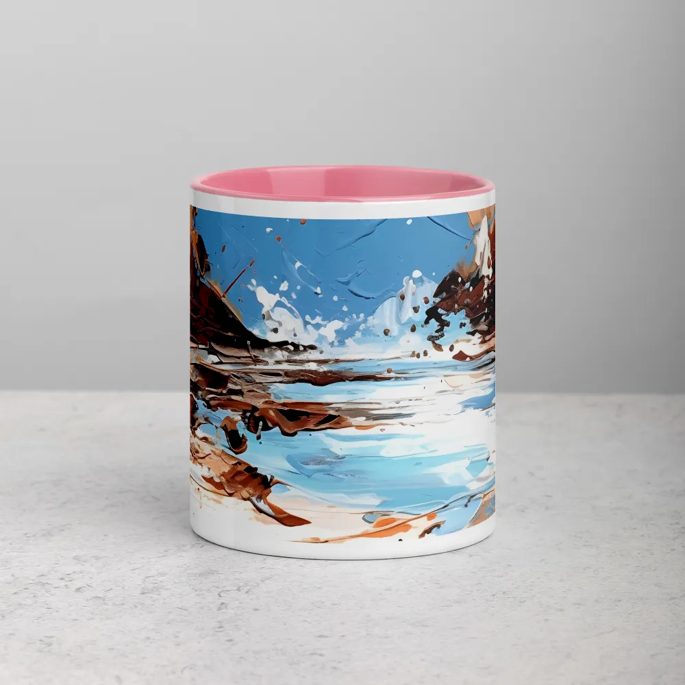 Sunlit Coastal Surf 
 Mug with Red inside