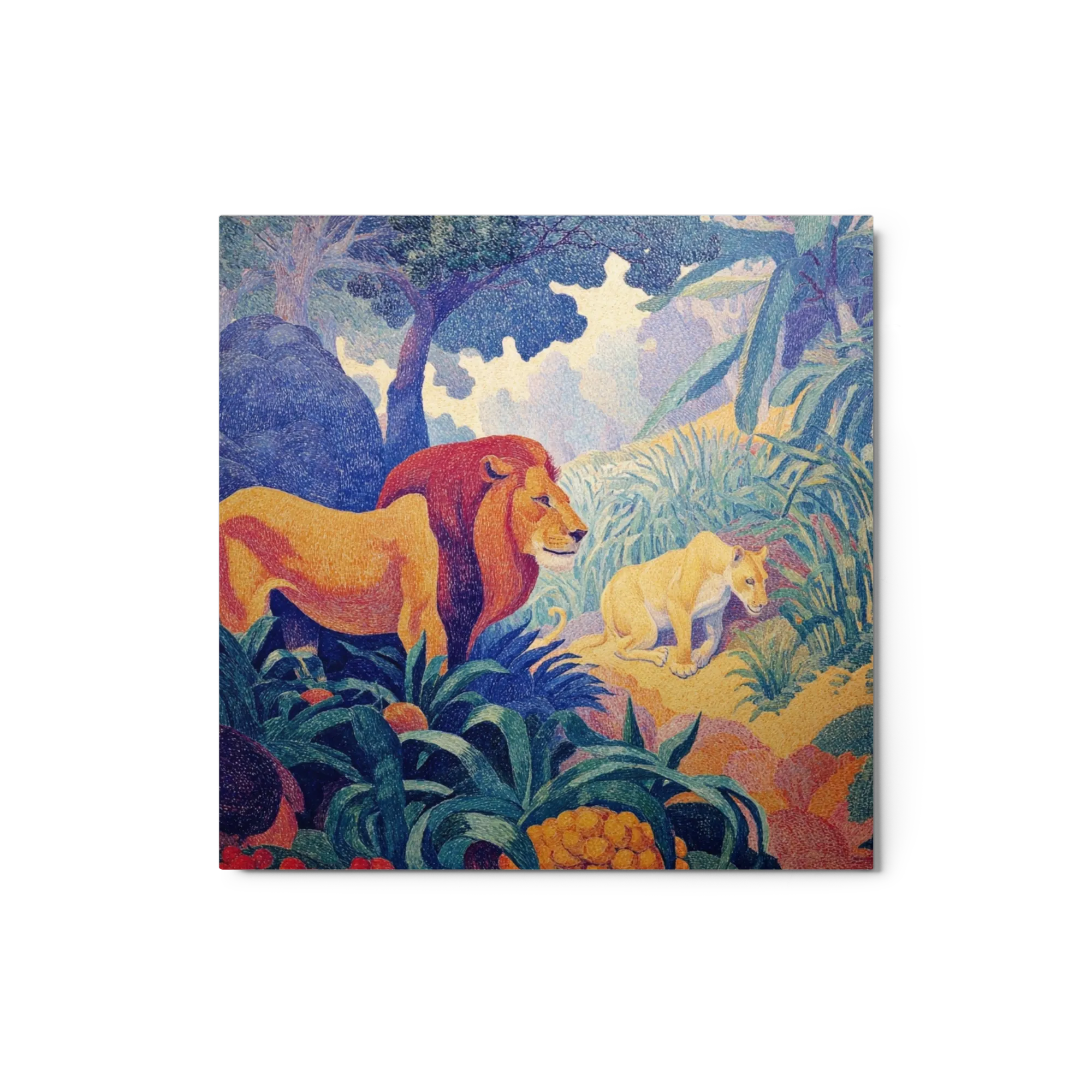 Jungle Lions in Pointillism