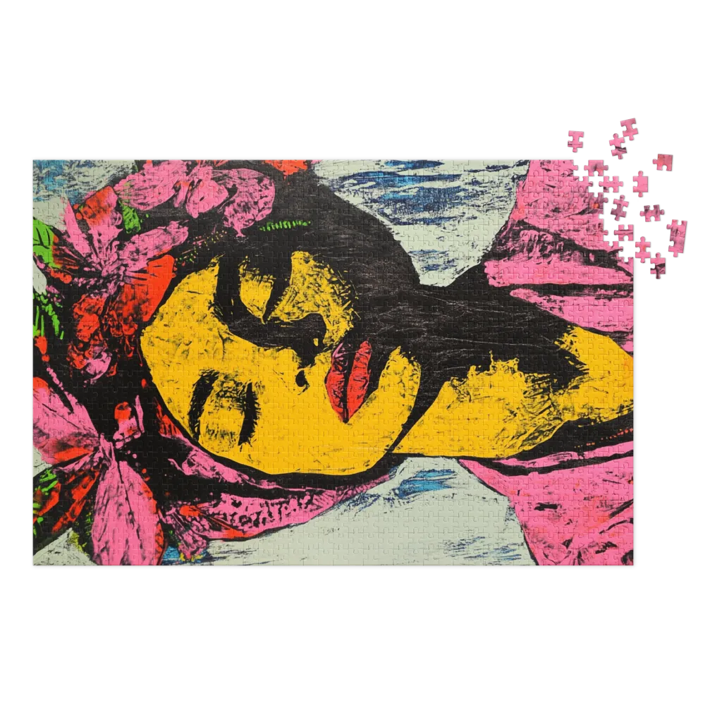 Retrato Turbante Floral 
 Puzzle em caixa de metal