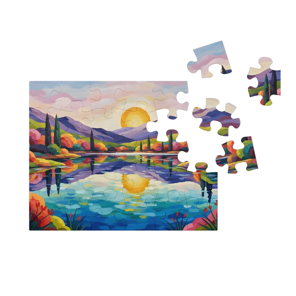 Vibrant Lake Reflection 
 Jigsaw Puzzle in Tin Box