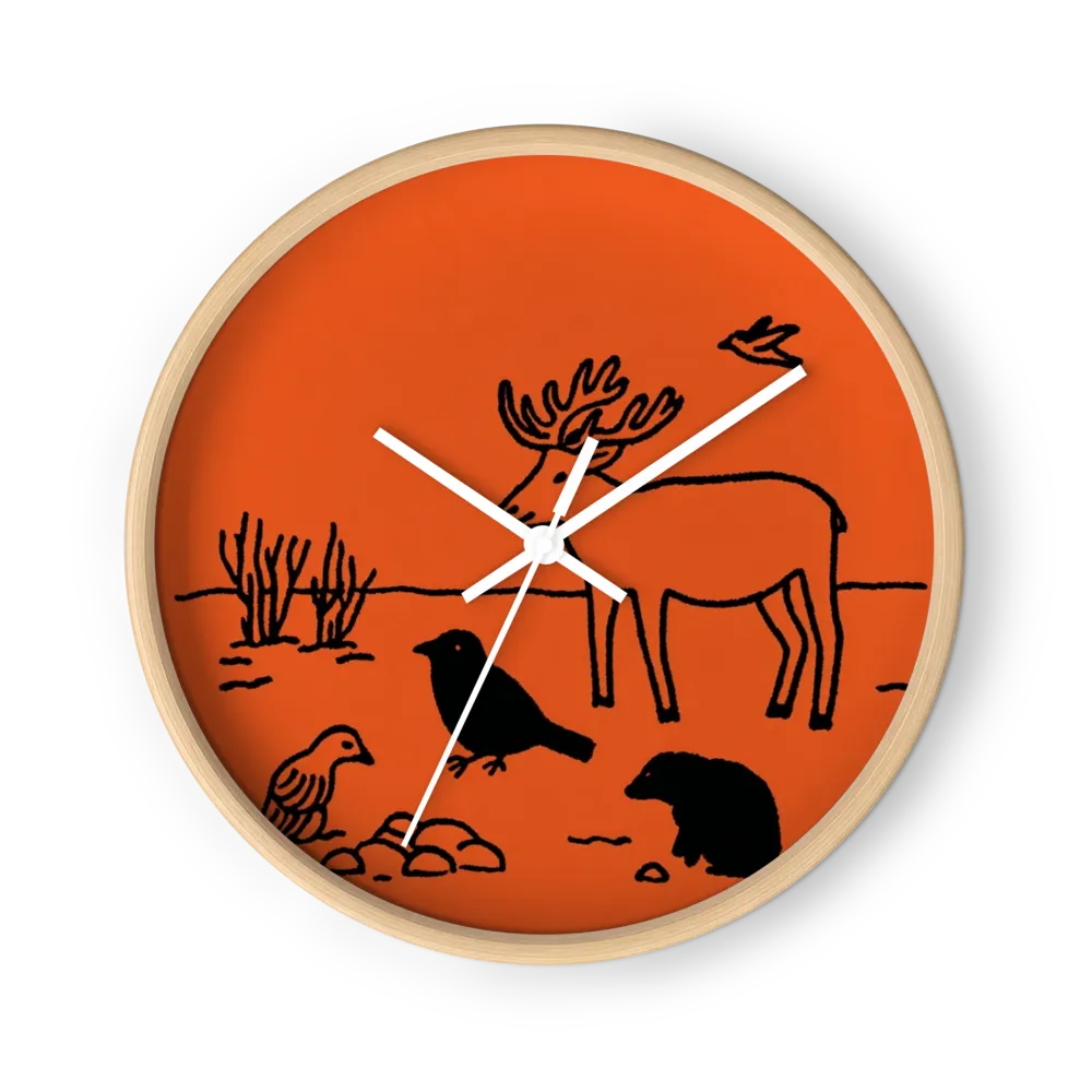 Woodland Companions in Orange | Wall Clock