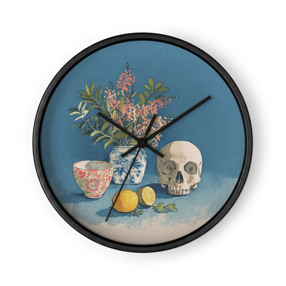 Vanitas Still Life with Skull and Lemons | Wall Clock