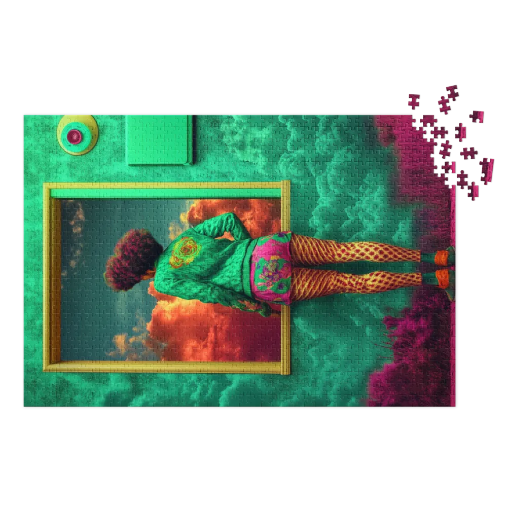 A Glimpse Beyond the Teal Walls 
 Jigsaw Puzzle in Tin Box