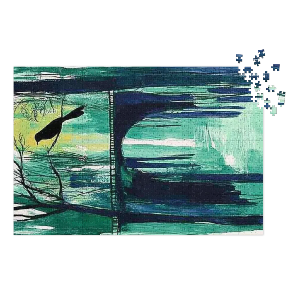 Abstract Bird on Bridge Art | Jigsaw Puzzle (252/520 pieces)