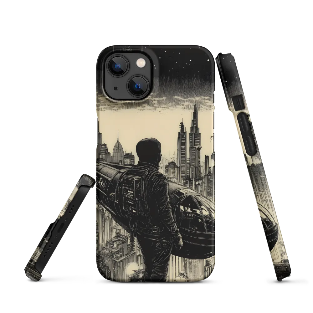 Futuristic Cityscape with Spaceship | Phone Case