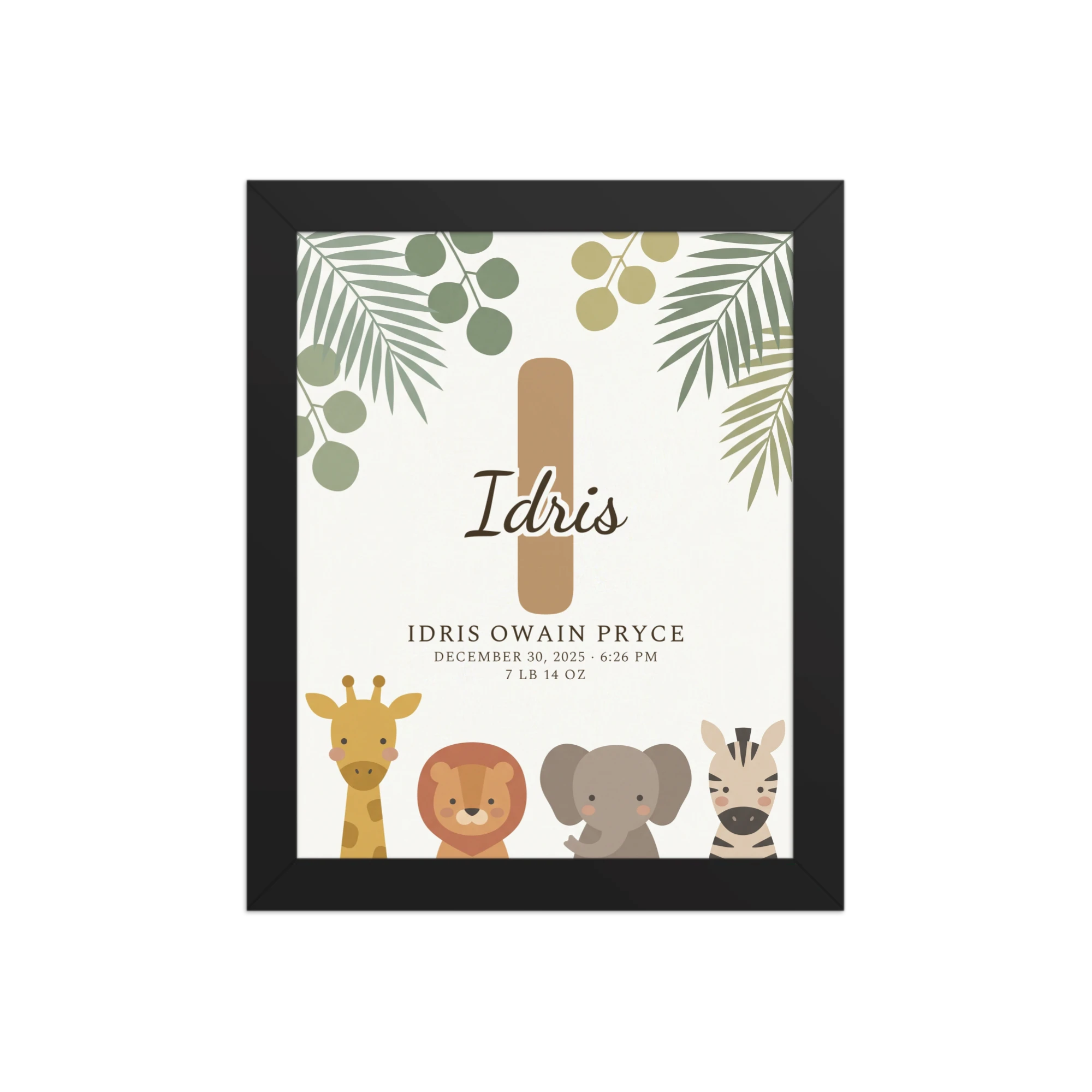 Scandi Safari Nursery Name Art — example