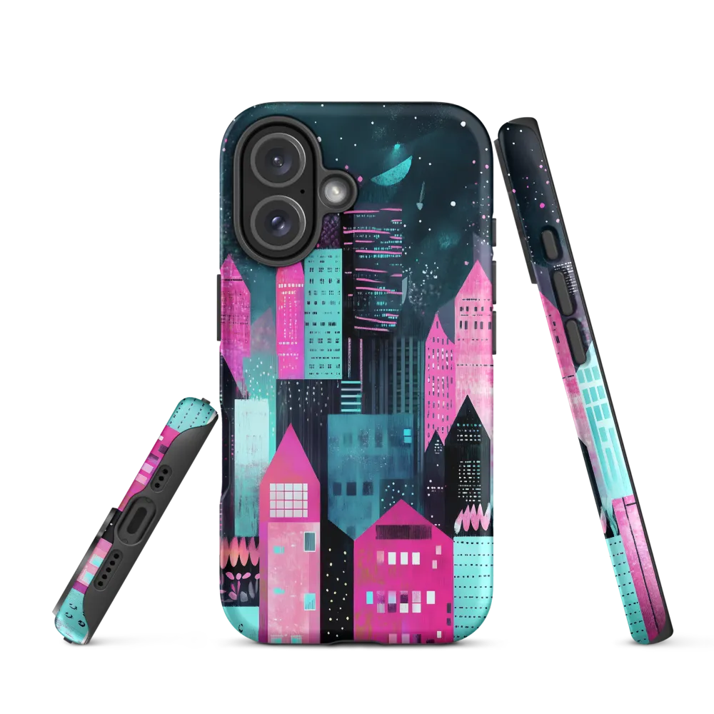 Abstract Pink and Blue Cityscape | Phone Case