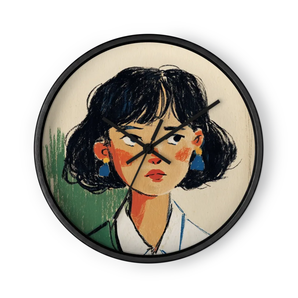 Girl with Blue Earrings | Wall Clock