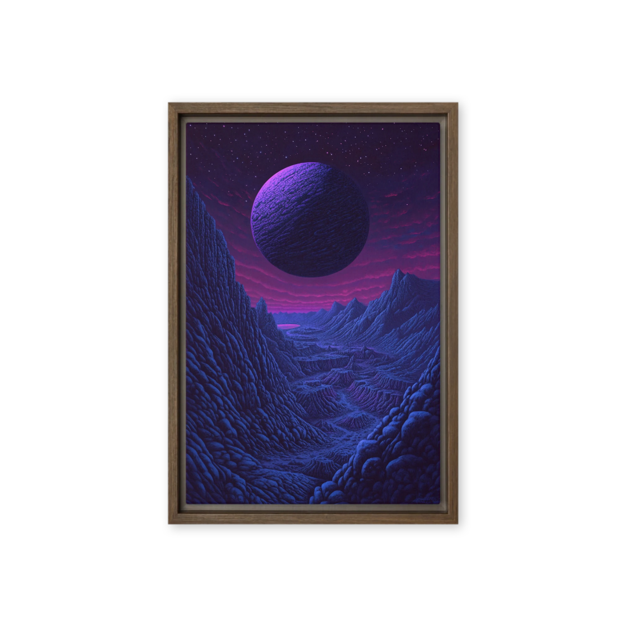 Surreal Landscape with Purple Planet
