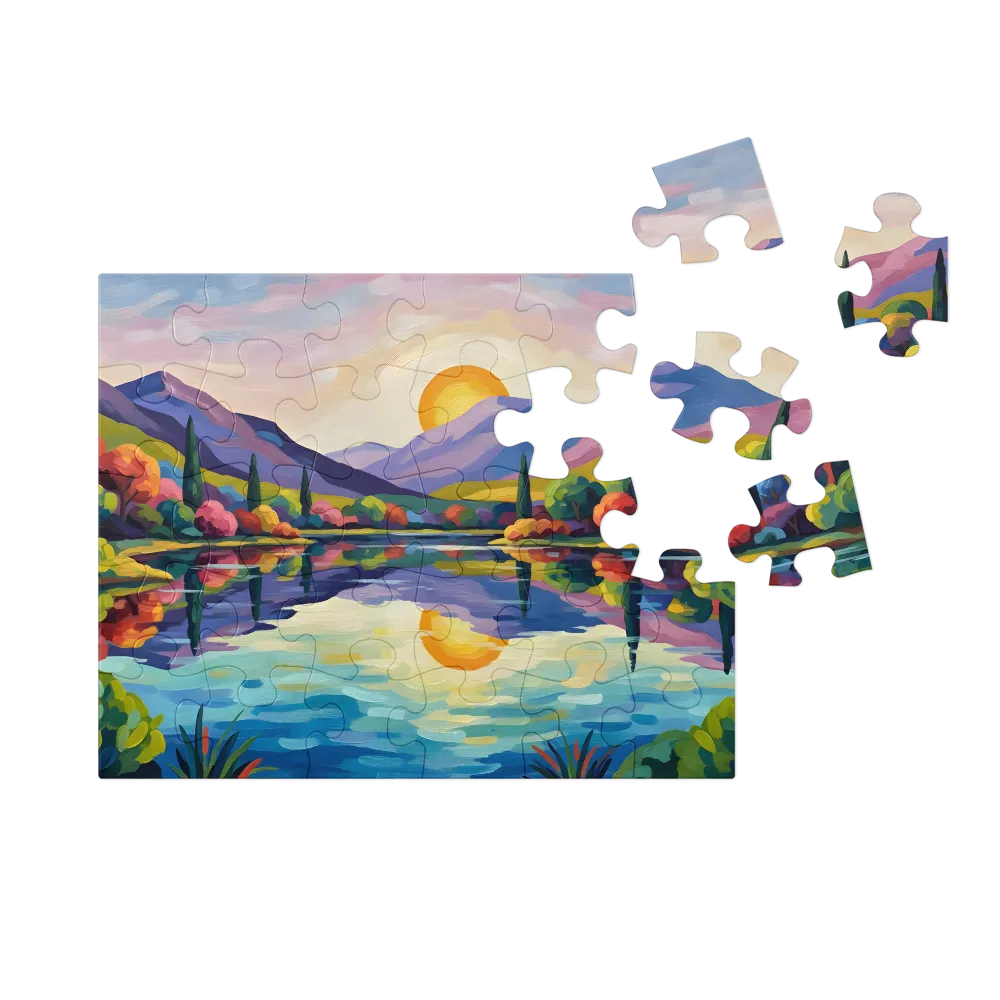 Impressionist Mountain Reflections 
 Jigsaw Puzzle in Tin Box