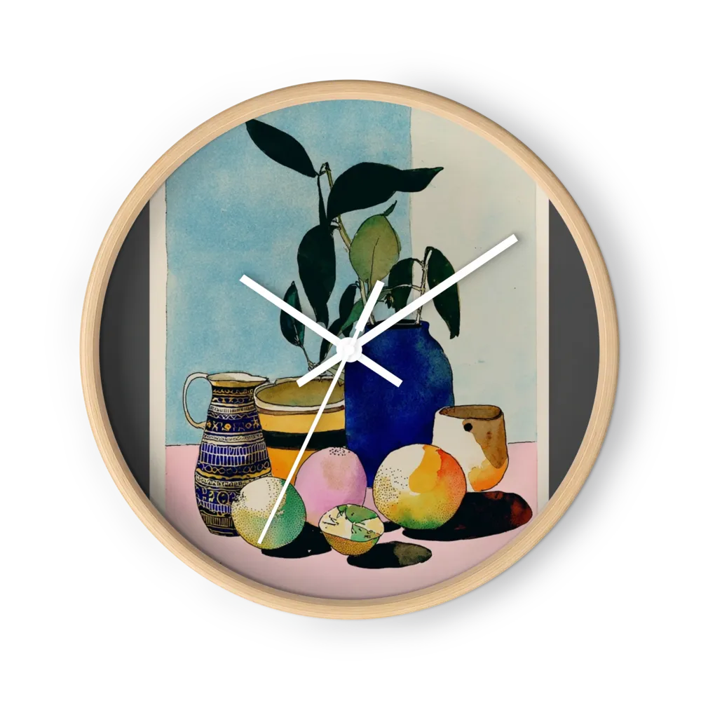 Botanical Still Life with Blue Vase | Wall Clock
