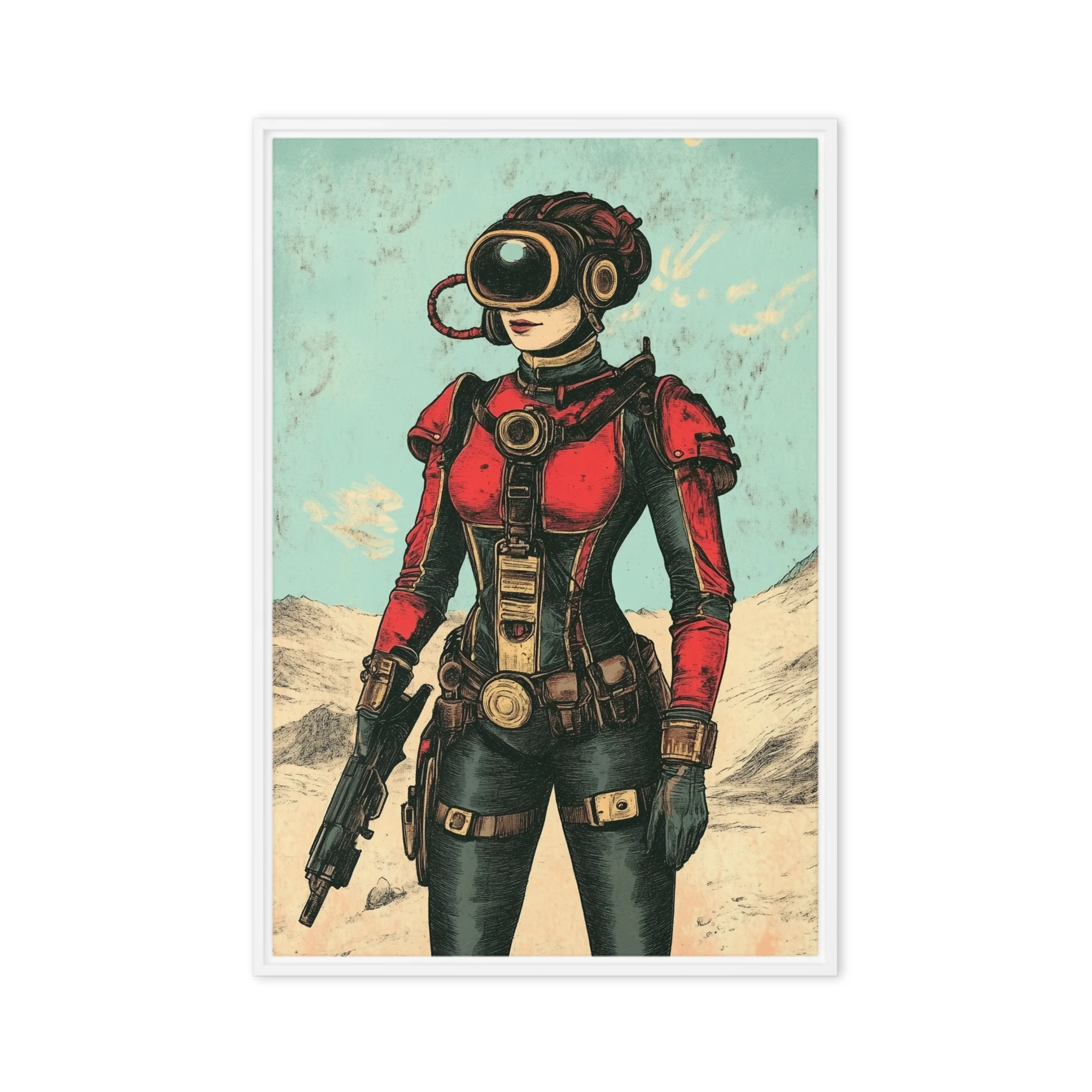 Retro-Futuristic Female Cybernetic Soldier