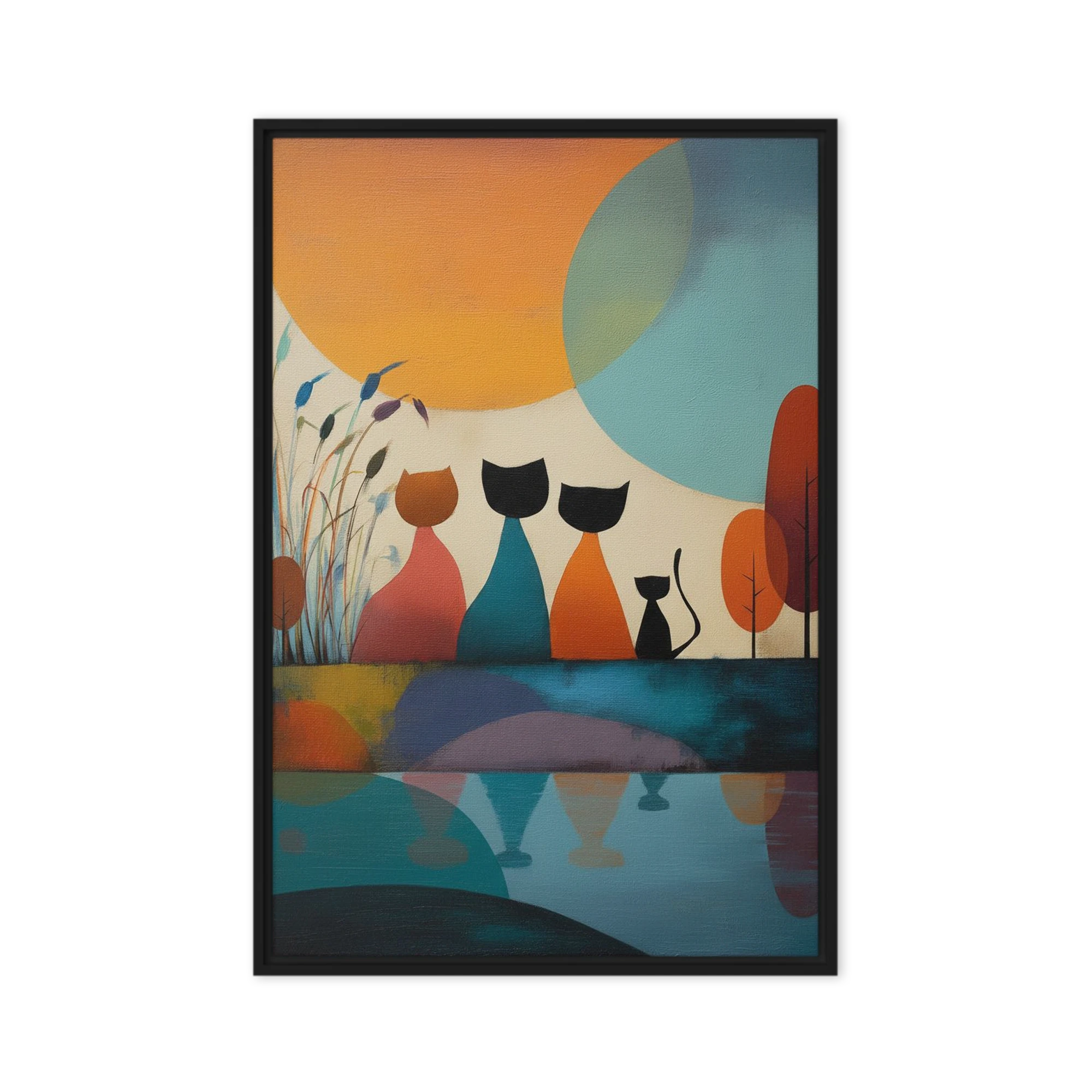 Feline Sunset Reflection