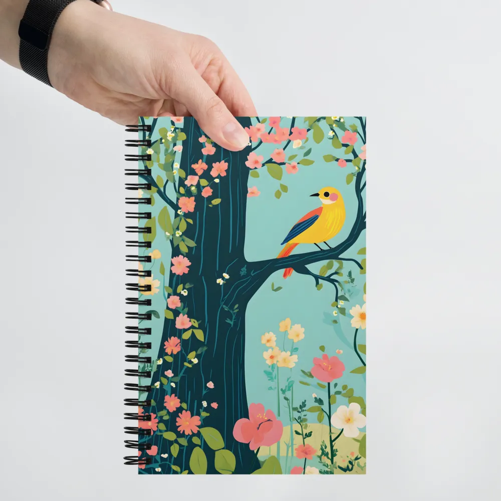 Oriole Among Teal Blossoms