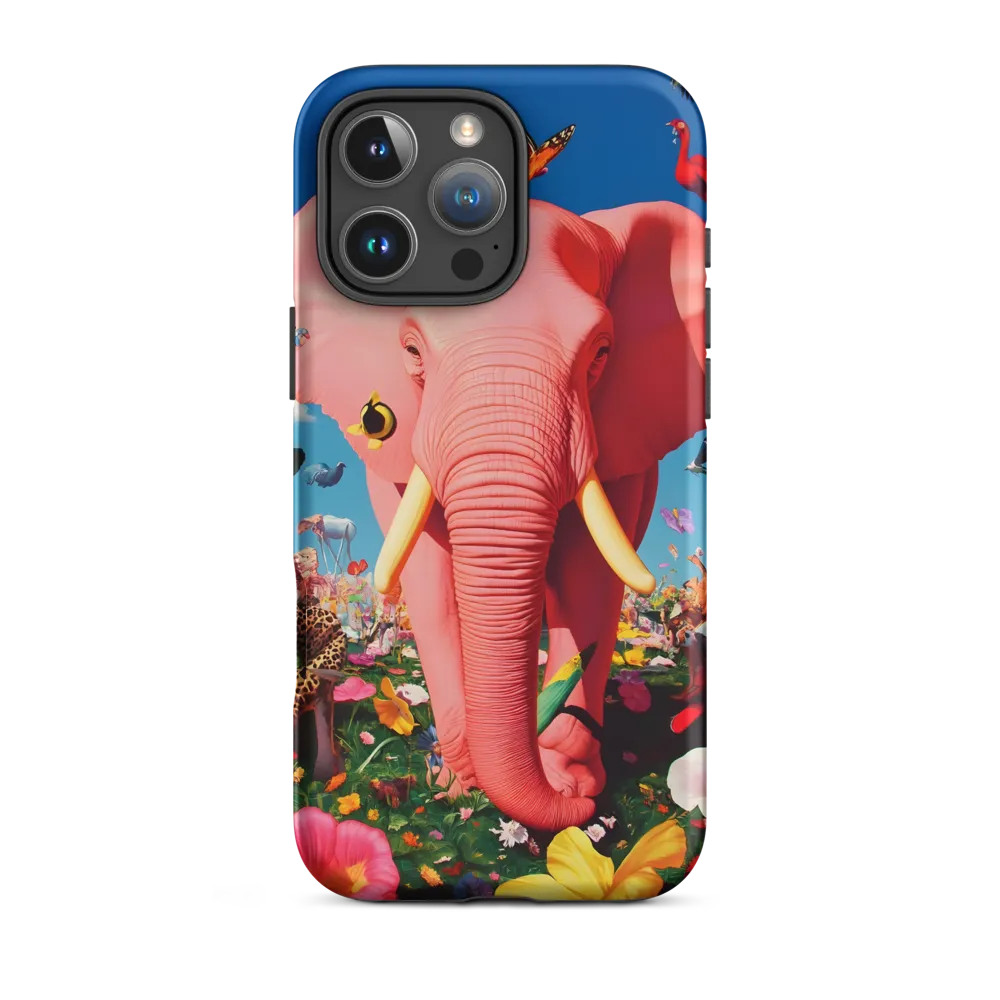 Pink Elephant Surrounded by Tropical Flora | Phone Case