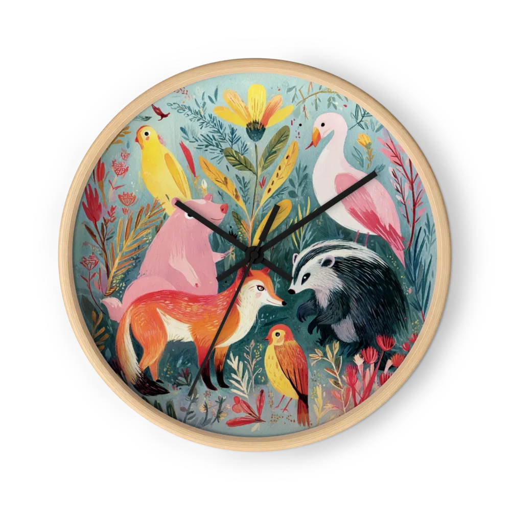 Jungle Animals On The Clock Face — Elephants, Lions, Toucans